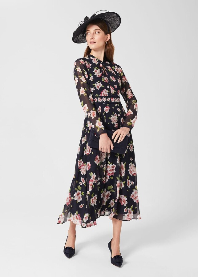 Hobbs London Helena Silk Floral Midi Dress ShopStyle