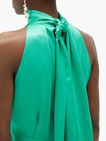 Thumbnail for your product : Saloni Michelle High-neck Silk-satin Midi Dress - Mid Green