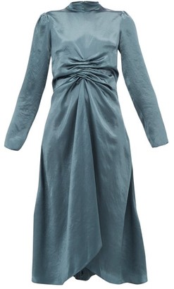 Sies Marjan Nara Ruched Satin Dress - Dark Grey