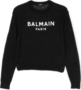 Thumbnail for your product : Balmain Kids Logo-Print Long-Sleeved Sweater