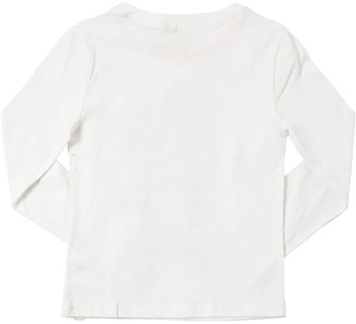 L/s Bear Print Cotton Jersey T-shirt