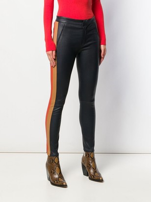 Drome Contrast Band Skinny Leather Trousers