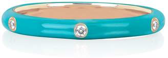 Ef Collection 14ct Rose Gold Turquoise Enamel Stack Ring