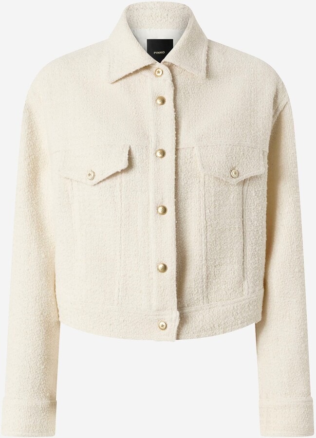 Pinko Trucker Jacket In Cotton And Wool Boucl