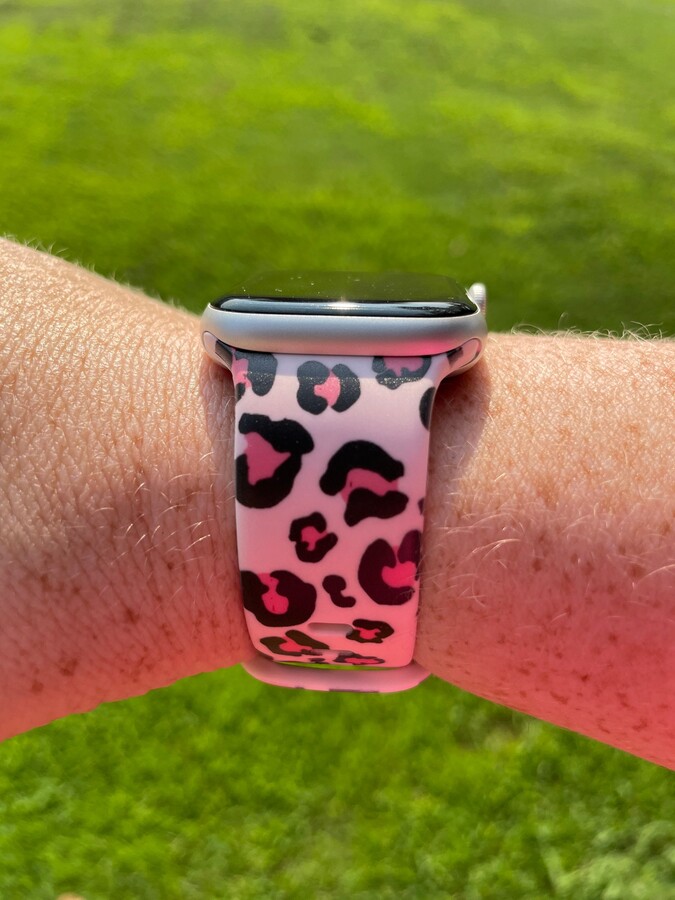 Pink Leopard Watch Band Compatible With Apple Samsung Garmin