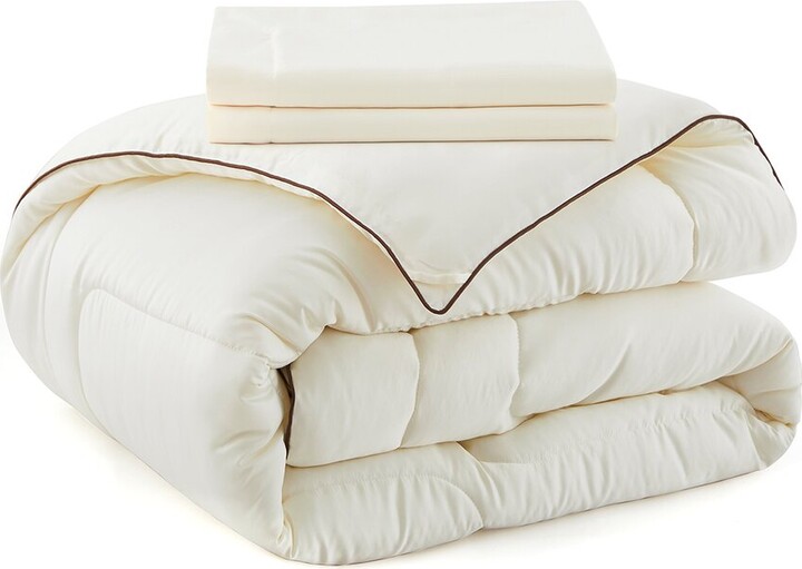 UNIKOME All-Seasons Silky Down Alternative Comforter Set with Sateen Wrapping