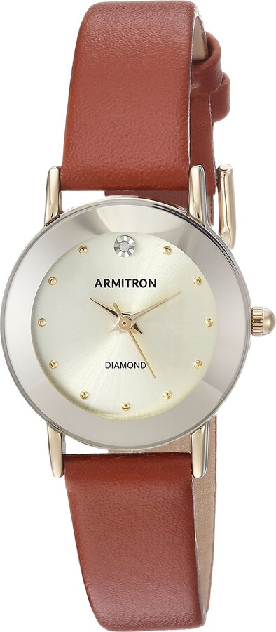 Armitron Women's 75/2447CHGPBN Diamond-Accented Gold-Tone and