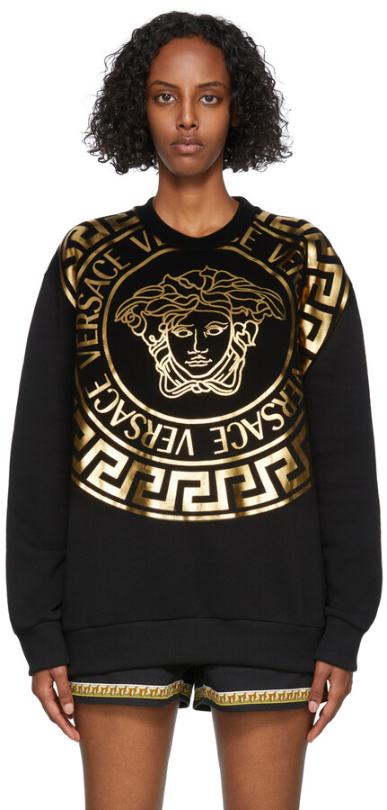 Versace Black & Gold Medusa Logo Sweatshirt - ShopStyle