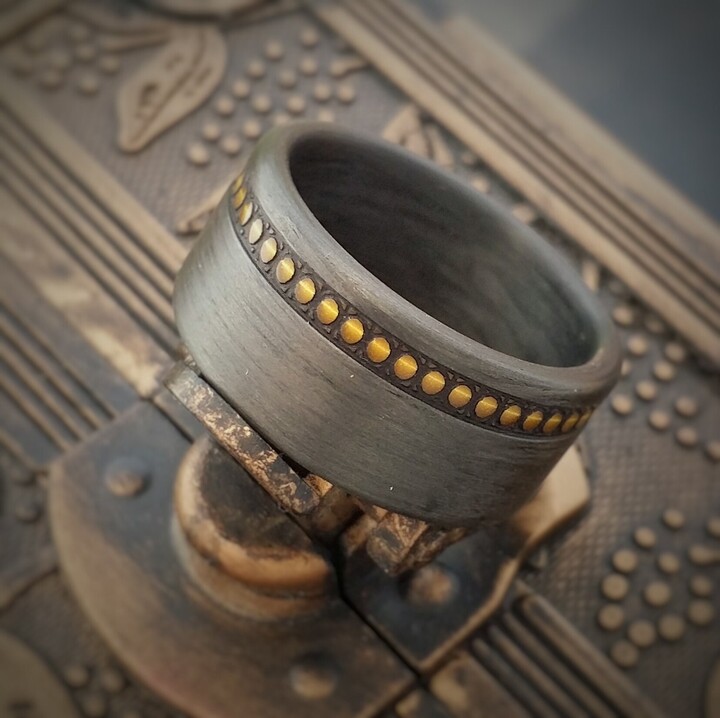 Lamellar, Carbon Fiber Ring. Fantasy Wedding Band, Tough Ring