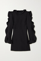 Thumbnail for your product : Valentino Garavani Ruffled Wool And Silk-blend Crepe Mini Dress - Black