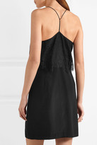 Thumbnail for your product : Madewell Lace-trimmed Silk Crepe De Chine Mini Dress - Black