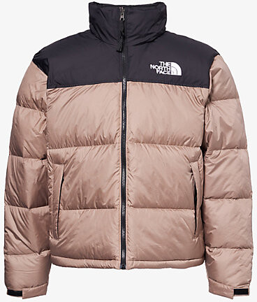 The North Face Mens Medium Beige 1996 Retro Nuptse Embroidered-Logo Shell-Down Jacket S