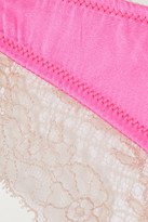Thumbnail for your product : Kiki de Montparnasse Le Shock Lace-trimmed Stretch-silk Briefs - Fuchsia