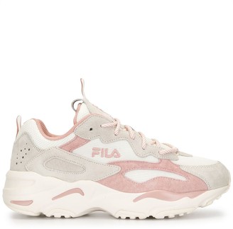 pink and white fila trainers