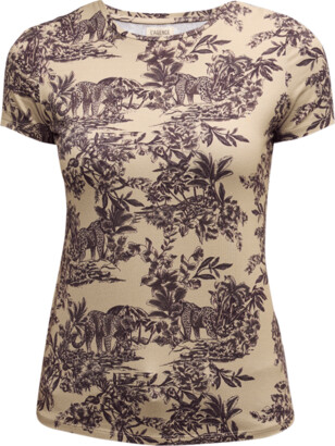L'Agence Ressi Safari-Print Crewneck T-Shirt