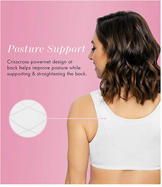 Exquisite Form Women's FULLY Wireless Cotton Back & Posture Support Bra with Front Closure & Lace- 5100531