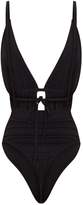 Thumbnail for your product : PrettyLittleThing Black Ruched Strappy Detail Thong Bodysuit