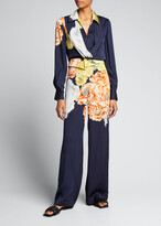 Thumbnail for your product : Jason Wu Collection Collared Bouquet Floral-Print Satin Blouse