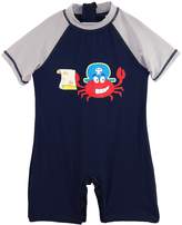 Thumbnail for your product : Sweet & Soft Little Boys' Pirate Crabby Animal Print 1-Piece Swim Rashguard, Navy / Grey