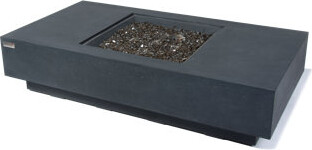 Elementi Cannes 60" Outdoor Dark Grey Concrete Fire Table 60,000 BTU - Includes Fire Glass, Lid & PVC Cover