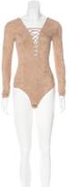 Thumbnail for your product : Alexander Wang T by Long Sleeve Lace-Up Bodysuit w/ Tags