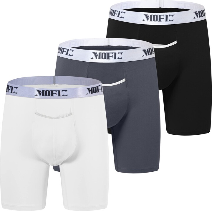 MoFiz Mens Bamboo Underwear Boxer Shorts Long Leg Boxer Briefs Ultra