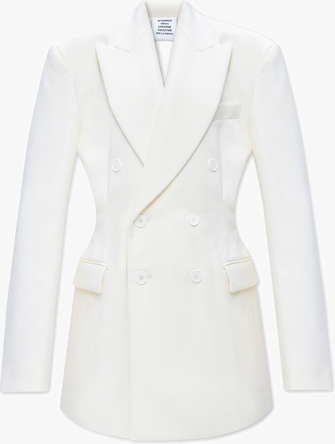 Vetements Doublebreasted Blazer Cream ShopStyle