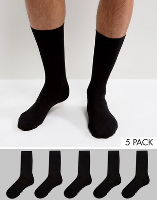 ASOS Branded Ankle Socks Extended Sizing In Black 5 Pack