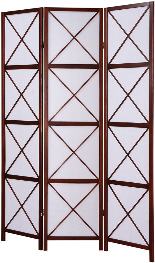 Roundhill Furniture Walnut 3Panel Screen Room Divider ShopStyle