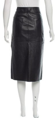 Helmut Lang Leather Knee-Length Skirt