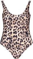 Thumbnail for your product : boohoo Petite Leopard Print Scoop Back Swimsuit