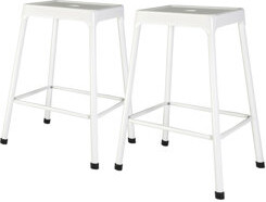 Latitude Run Modern Metal Counter Stool - 2 Pieces White Powder Coated 2 Coated Industrial Chic