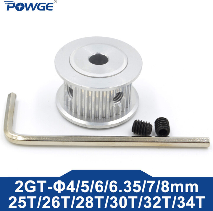 POWGE 25 26 28 30 32 34 teeth 2MGT 2GT Timing Pulley AF Bore 4/5/6/6.35/7/8mm for GT2 belt width 6/10mm 25T 26T 28T 30T 32T 34T