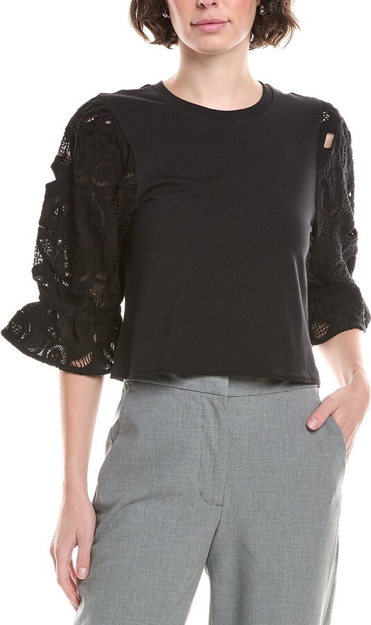 Cinq à Sept Embroidered Cotton Paisley Carmine Top