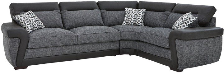 Leather Corner Group Sofa The, Geo Fabric And Faux Leather Left Hand Corner Group Sofa Bed
