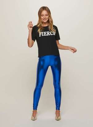 Miss Selfridge Cobalt metallic effect leggings