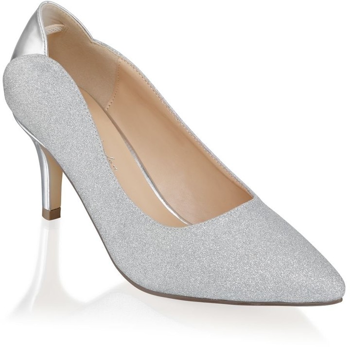 silver wide fit court shoes