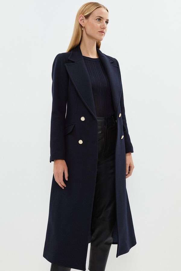 Wool Blend Longline Collared Military Coat ShopStyle
