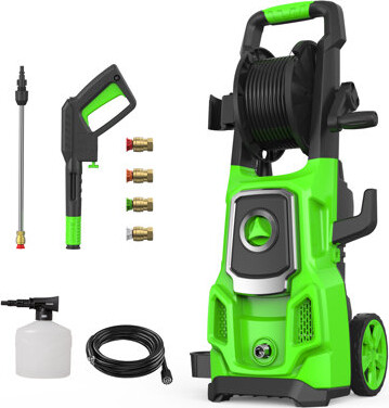 Aspiron Electric Pressure Washer, SWIPESMITH 3800 Max PSI, 2.6 GPM Power Washer Machine with Hose Reel,4 Quick Connect Nozzles, Foam Cannon, for Cars, Patios,