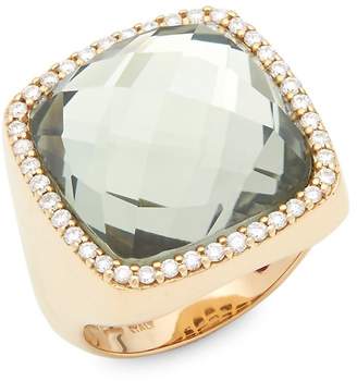 Roberto Coin Women's Diamond, Prasiolite and 18K Rose Gold Double Square Ring