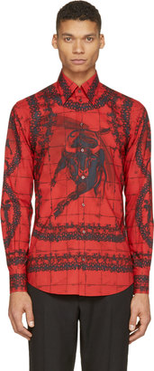 Dolce & Gabbana Black & Red Bull Print Shirt