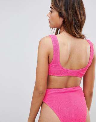 ASOS Design Mix And Match Crinkle Crop Bikini Top