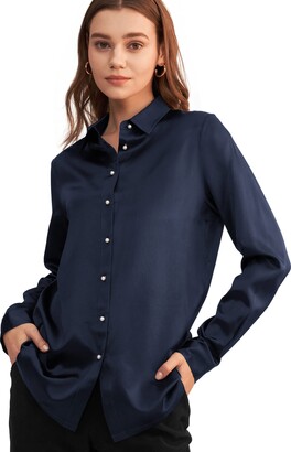 LilySilk Silk Shirts for Women Basic Formal Office Vintage Long