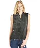 Thumbnail for your product : Tahari black and grey printed stretch woven 'Judith' sleeveless blouse
