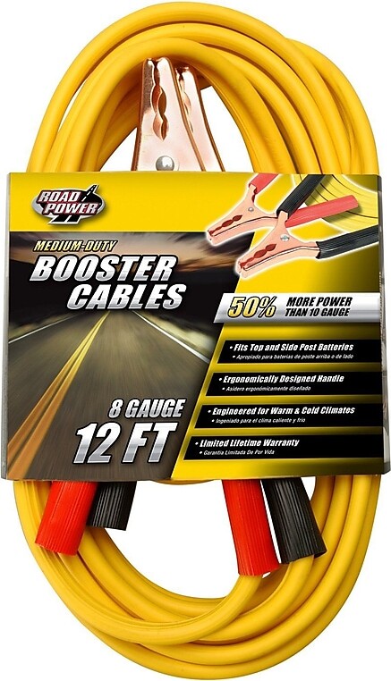 Coleman Cable 08435 8-Gauge Medium Duty Booster Cables, 12-Feet