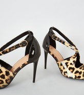 Thumbnail for your product : New Look Patent Leopard Print Cross Strap Heels