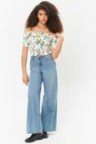 Thumbnail for your product : Forever 21 Off-the-Shoulder Smocked Tropical Crop Top