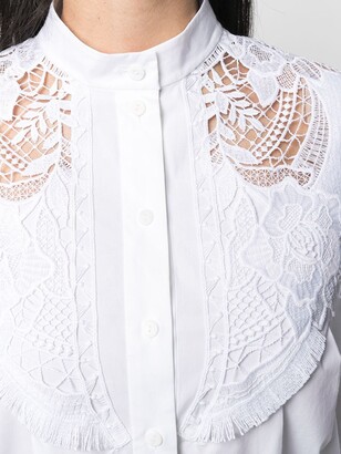 Alberta Ferretti Lace-Trimmed Button-Up Shirt