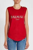 Thumbnail for your product : Balmain Cotton Tank with Embossed Buttons