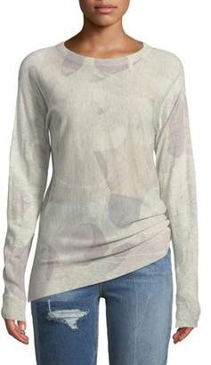 Zadig & Voltaire Crisp Camo-Print Crewneck Long-Sleeve Cashmere Sweater